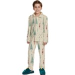 Trees Christmas Holiday Pattern Kids  Long Sleeve Velvet Pajamas Set