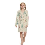 Trees Christmas Holiday Pattern Kids  Long Sleeve Velvet Lounge Robe