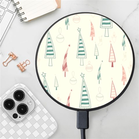 Trees Christmas Holiday Pattern Wireless Fast Charger(Black) from ArtsNow.com