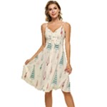 Trees Christmas Holiday Pattern Sleeveless Tie Front Chiffon Dress