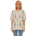 Trees Christmas Holiday Pattern Oversized Basic T-Shirt