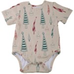 Trees Christmas Holiday Pattern Baby Short Sleeve Bodysuit