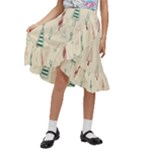 Trees Christmas Holiday Pattern Kids  Ruffle Flared Wrap Midi Skirt