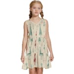 Trees Christmas Holiday Pattern Kids  Sleeveless Tiered Mini Dress