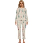 Trees Christmas Holiday Pattern Womens  Long Sleeve Lightweight Pajamas Set