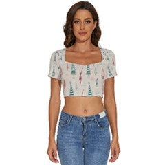 Short Sleeve Square Neckline Crop Top  