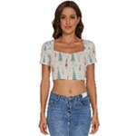 Trees Christmas Holiday Pattern Short Sleeve Square Neckline Crop Top 