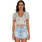 Trees Christmas Holiday Pattern V-Neck Crop Top