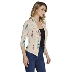 Women s Draped Front 3/4 Sleeve Shawl Collar Jacket 