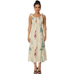 Trees Christmas Holiday Pattern Tie-Strap Tiered Midi Chiffon Dress