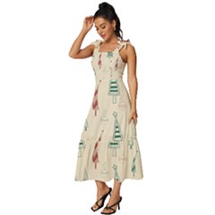 Tie-Strap Tiered Midi Chiffon Dress 