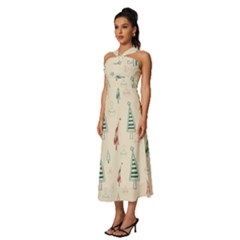 Sleeveless Cross Front Cocktail Midi Chiffon Dress 