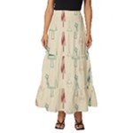 Trees Christmas Holiday Pattern Tiered Ruffle Maxi Skirt