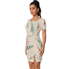 Fitted Knot Split End Bodycon Dress 