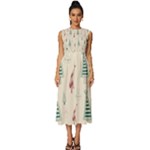 Trees Christmas Holiday Pattern Sleeveless Round Neck Midi Dress