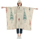 Trees Christmas Holiday Pattern Women s Hooded Rain Ponchos