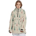 Trees Christmas Holiday Pattern Women s Pullover Zip Ski and Snowboard Waterproof Breathable Jacket