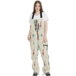 Trees Christmas Holiday Pattern Women s Front Zip Ski And Snowboard Bib Pants