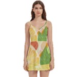 Citrus Fruit Healthy Vitamin Body Wrap Sleeveless V-Neck Mini Dress