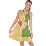 Citrus Fruit Healthy Vitamin Sleeveless Halter Neck A-Line Dress