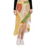 Citrus Fruit Healthy Vitamin Asymmetrical Ruffle Hem Skirt 