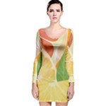 Citrus Fruit Healthy Vitamin Long Sleeve Velvet Bodycon Dress