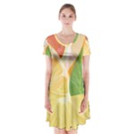 Citrus Fruit Healthy Vitamin Short Sleeve V-neck Flare Dress