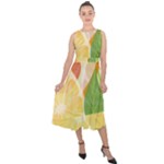 Citrus Fruit Healthy Vitamin Midi Tie-Back Chiffon Dress