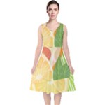 Citrus Fruit Healthy Vitamin V-Neck Midi Sleeveless Dress 