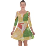 Citrus Fruit Healthy Vitamin Quarter Sleeve Skater Dress