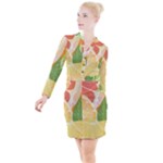 Citrus Fruit Healthy Vitamin Button Long Sleeve Dress