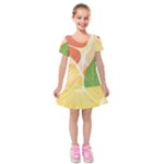 Citrus Fruit Healthy Vitamin Kids  Short Sleeve Velvet Dress