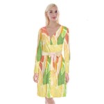 Citrus Fruit Healthy Vitamin Long Sleeve Velvet Front Wrap Dress