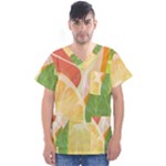 Citrus Fruit Healthy Vitamin Men s V-Neck Scrub Top