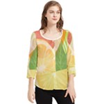 Citrus Fruit Healthy Vitamin Chiffon Quarter Sleeve Blouse