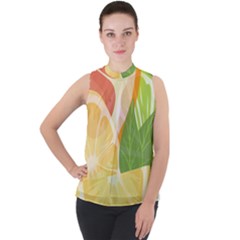 Mock Neck Chiffon Sleeveless Top 