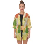 Citrus Fruit Healthy Vitamin Open Front Chiffon Kimono