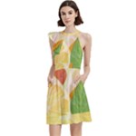 Citrus Fruit Healthy Vitamin Cocktail Party Halter Sleeveless Dress With Pockets