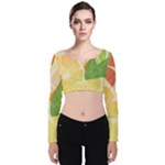 Citrus Fruit Healthy Vitamin Velvet Long Sleeve Crop Top