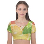 Citrus Fruit Healthy Vitamin Velvet Short Sleeve Crop Top 