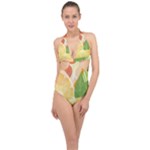 Citrus Fruit Healthy Vitamin Halter Front Plunge Swimsuit