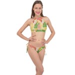 Citrus Fruit Healthy Vitamin Cross Front Halter Bikini Set