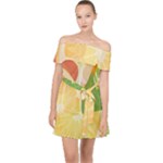 Citrus Fruit Healthy Vitamin Off Shoulder Chiffon Dress