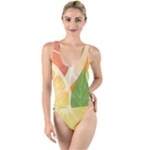 Citrus Fruit Healthy Vitamin High Leg Strappy Swimsuit