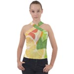 Citrus Fruit Healthy Vitamin Cross Neck Velour Top