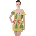 Citrus Fruit Healthy Vitamin Ruffle Cut Out Chiffon Playsuit