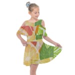 Citrus Fruit Healthy Vitamin Kids  Shoulder Cutout Chiffon Dress