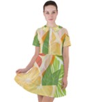 Citrus Fruit Healthy Vitamin Short Sleeve Shoulder Cut Out Dress 