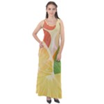 Citrus Fruit Healthy Vitamin Sleeveless Velour Maxi Dress