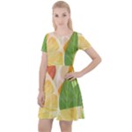 Citrus Fruit Healthy Vitamin Cap Sleeve Velour Dress 